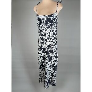 THIRTY THIRTY Black White Cow‎ Print Slip Maxi Dress XS